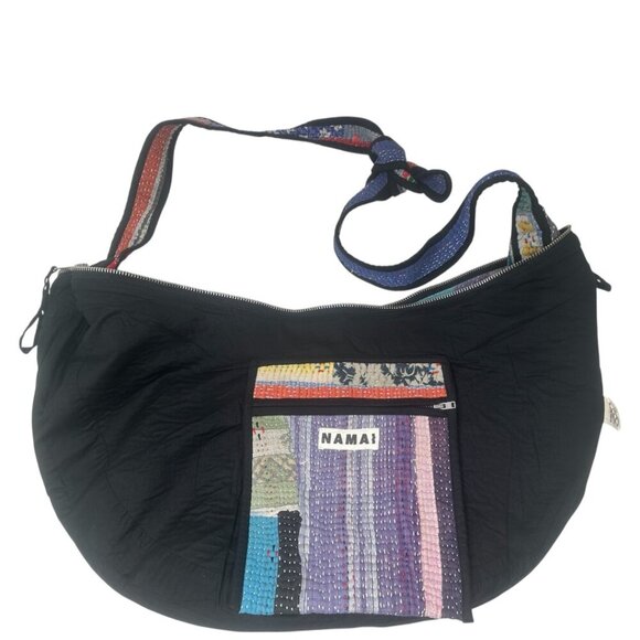 Namai Kantha Patchwork Quilted Crescent Crossbody Bag Zero Waste One of A Kind - Picture 5 of 11